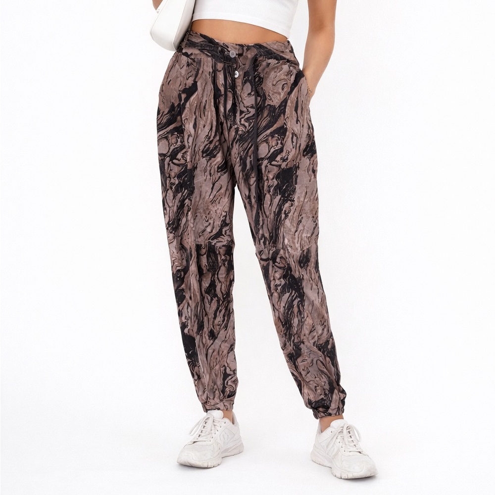 Aritzia Wilfred 100% Silk Marble Printed Jogger Pant